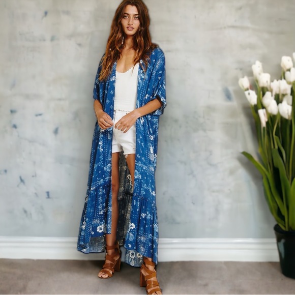 Floral Print Long Kimono - Picture 3 of 8